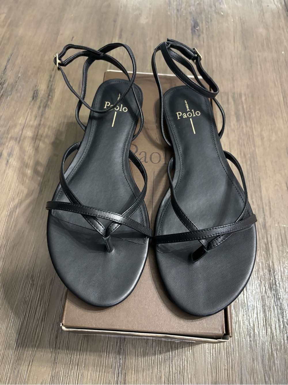 LINEA Paolo LUZ-L Black Nappa Ankle-Tie Sandals -Womens 10- Brand New